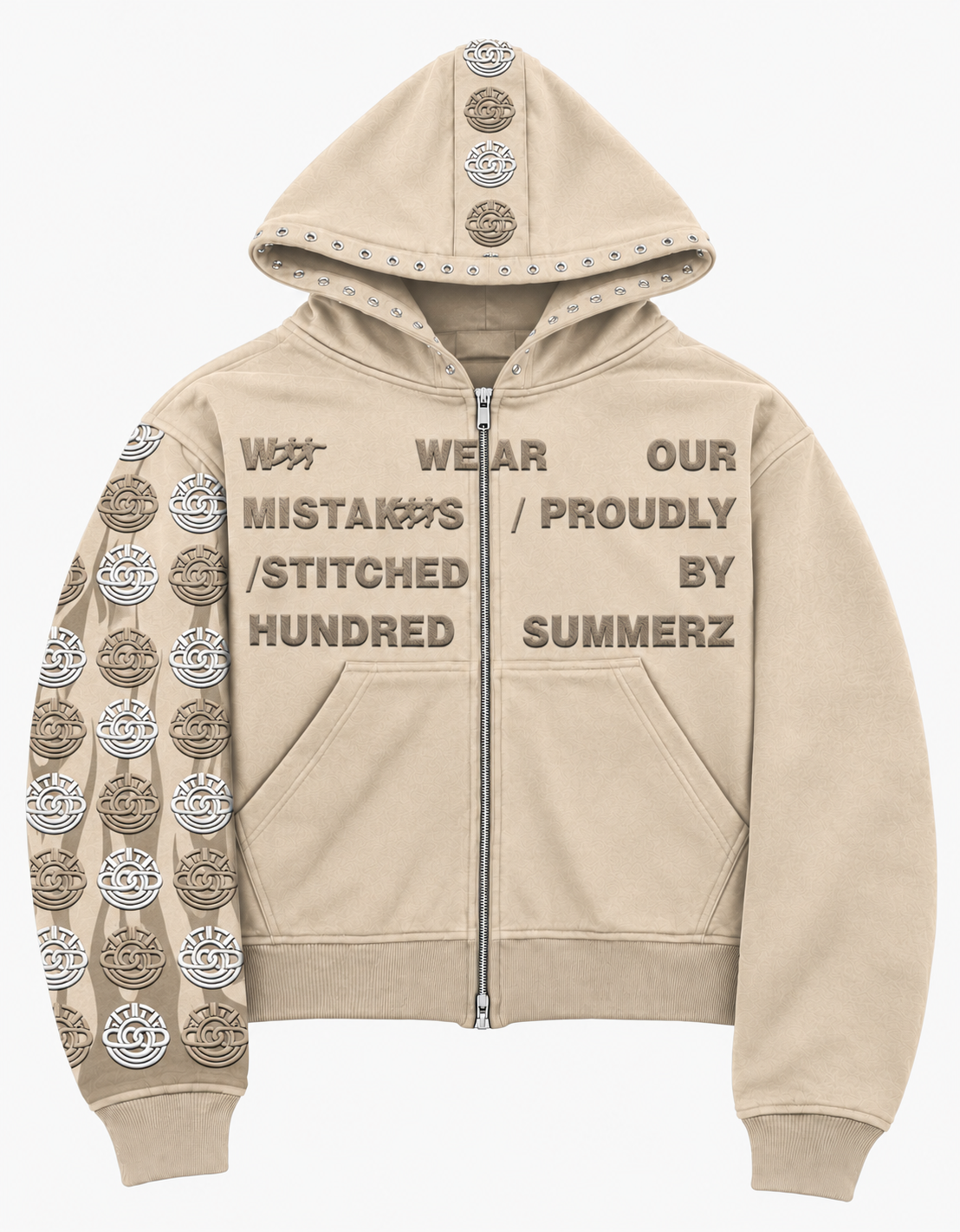 Champion Hoodie in cream, front view